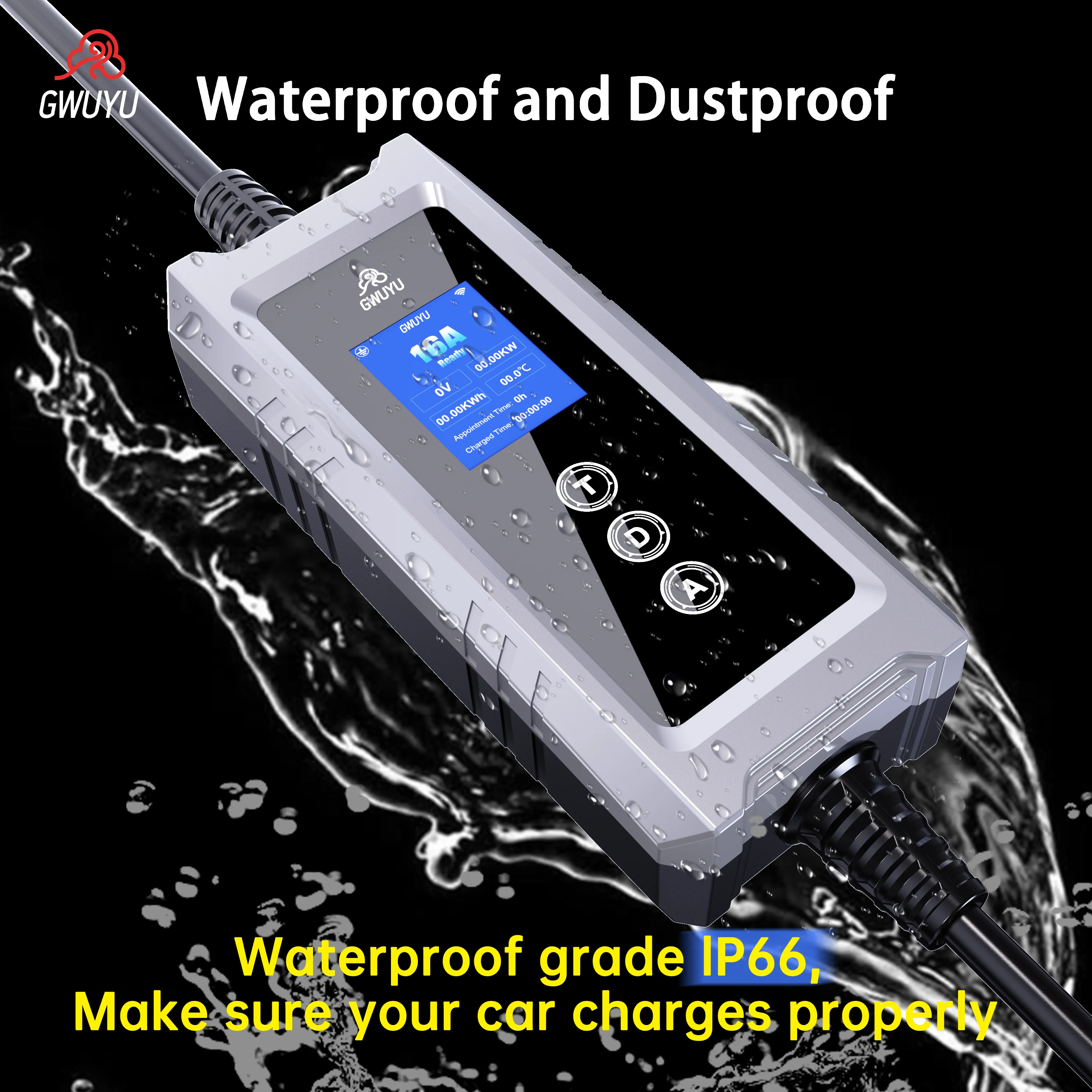 GWUYU 32A Type2 EV Carregadore - Type 2 Portable Ev Charger 11Kw Cee avaliação e preço